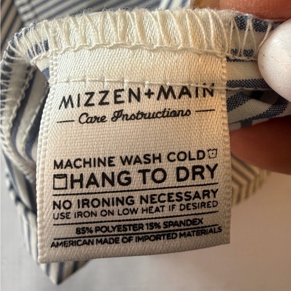 MIZZEN & MAIN MEN'S LEEWARD BLUE & WHITE STRIPE SHIRT SIZE MEDIUM TRIM FIT - Picture 8 of 10